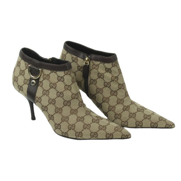 Gucci Beige/Ebonoy GG Fabric Side Zip Ankle Boots size 8 *Treasures of New York - Picture 10 of 15